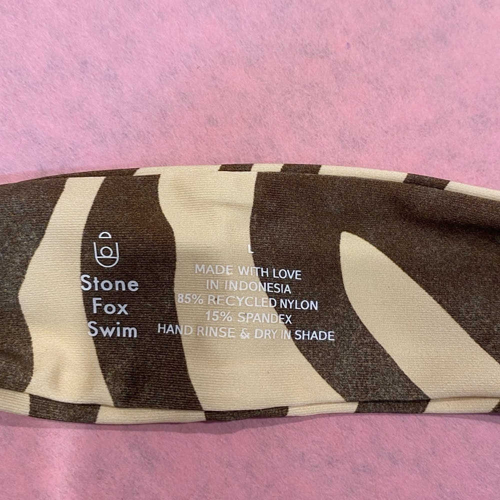 NWT Stone Fox Swim Samay Bikini Top Earth Zebra SIZE LARGE - Picture 7 of 8